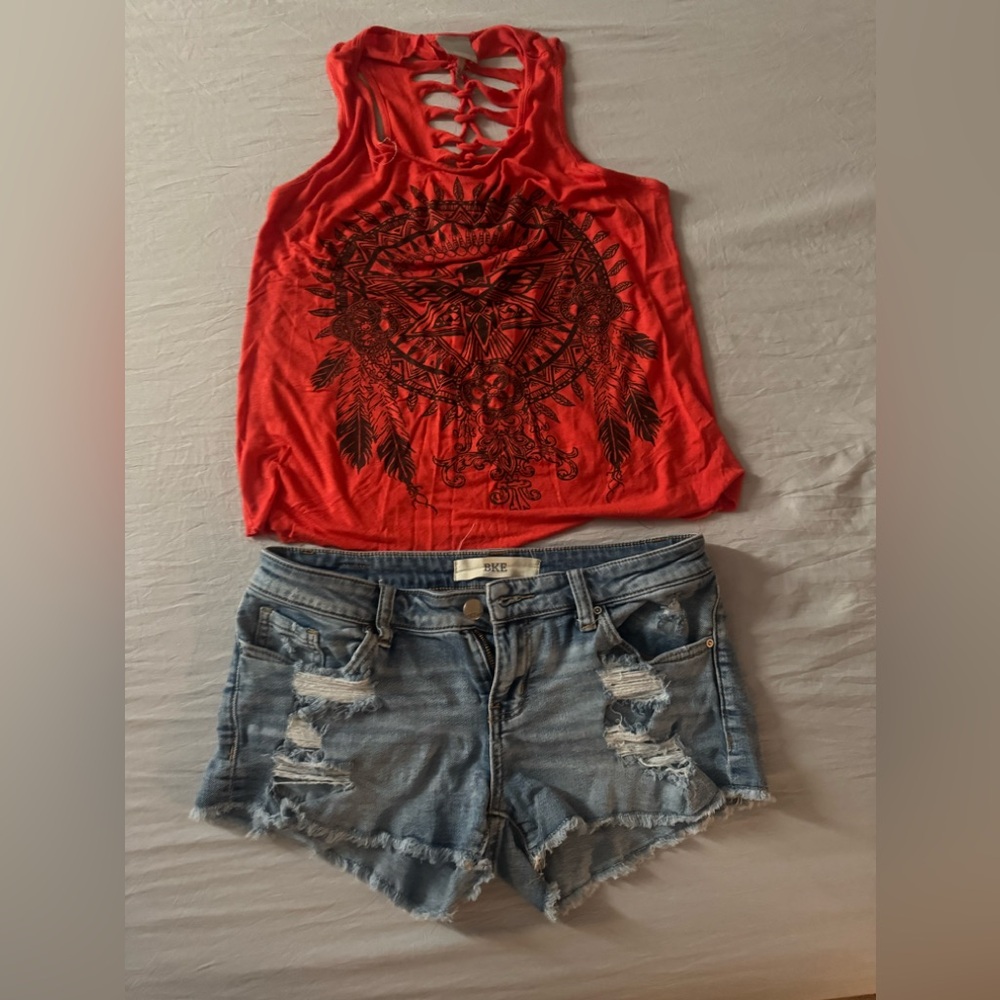 BKE shorts with tank top